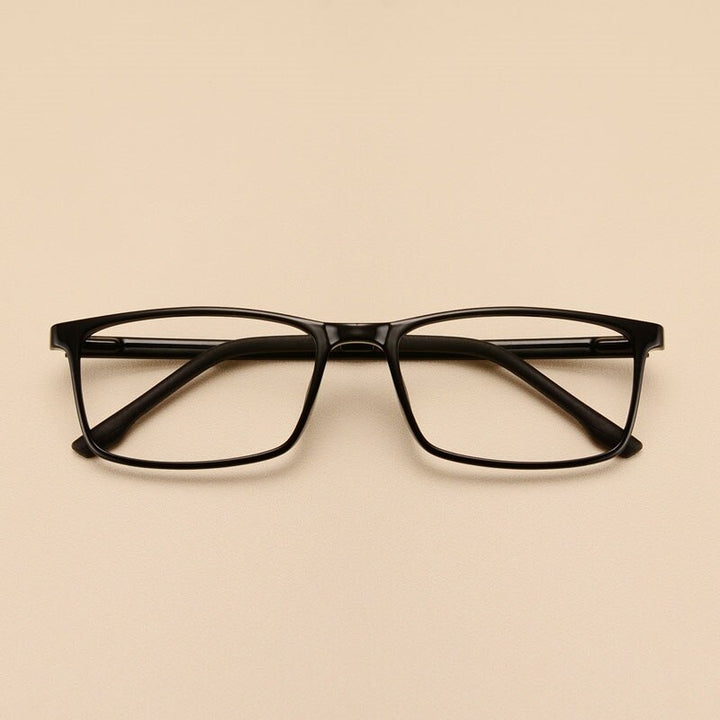 Yimaruili Unisex Full Rim Imitation Wood Grain Resin Frame Eyeglasses 98056 Full Rim Yimaruili Eyeglasses Brihgt Black  
