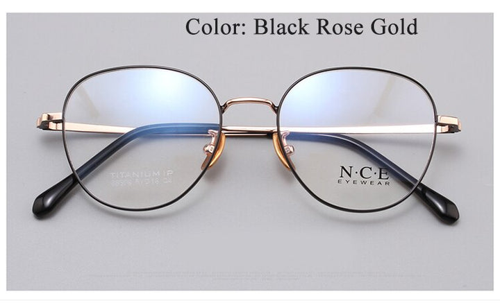 Unisex Oval Full Rim Titanium Frame Eyeglasses Sc88309 Full Rim Bclear black rose gold  