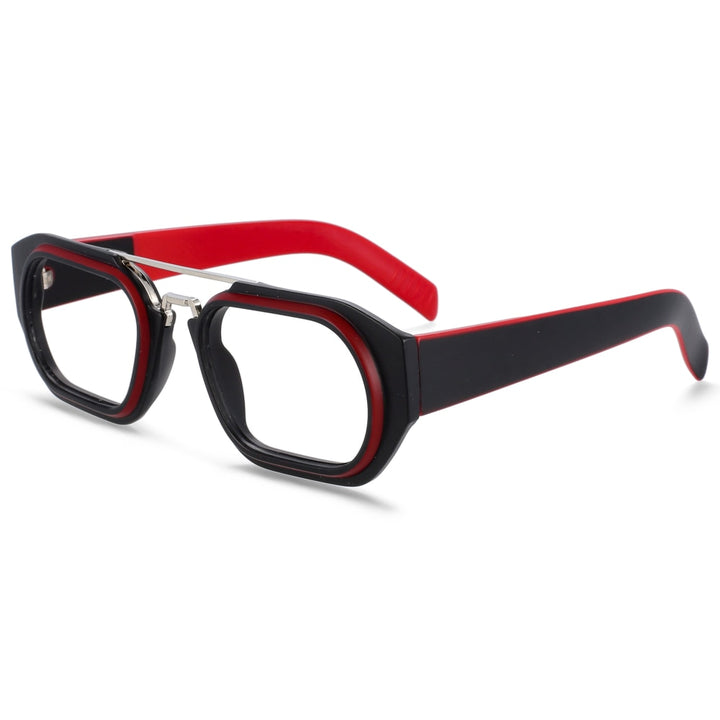 CCSpace Unisex Full Rim Square Resin Double Bridge Punk Frame Eyeglasses 53095 Full Rim CCspace red  