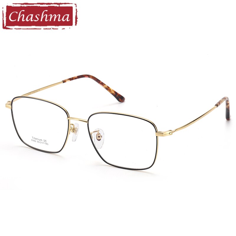 Unisex Oval Full Rim Titanium Frame Eyeglasses 8382 Full Rim Chashma Black Gold  