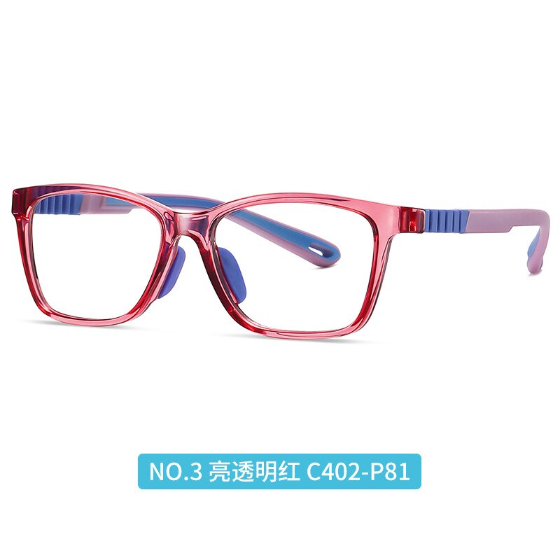 Children's Unisex Full Rim TR Silica Gel Titanium Frame Eyeglasses Trzc812 Full Rim Bclear Transparent Red  