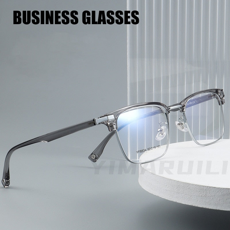 Yimaruili Men's Full Rim Square Electroplated Alloy Frame Eyeglasses 8534YF Full Rim Yimaruili Eyeglasses   