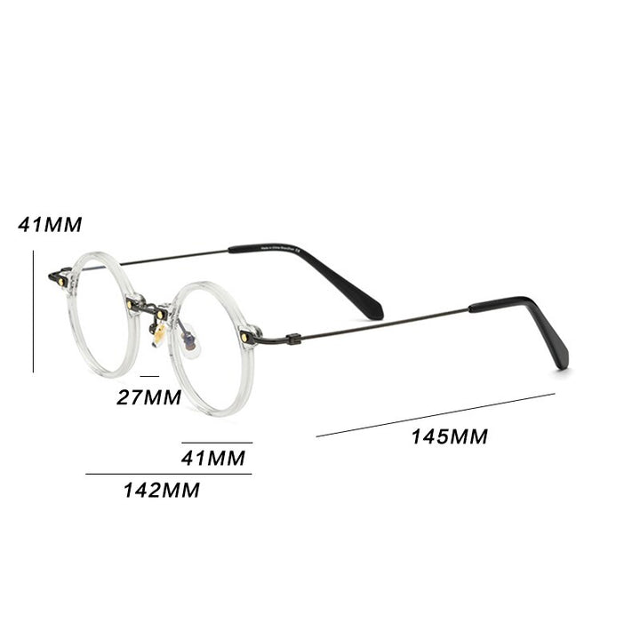 Gatenac Unisex Full Rim Round Acetate Titanium Frame Eyeglasses Gxyj577 Full Rim Gatenac   