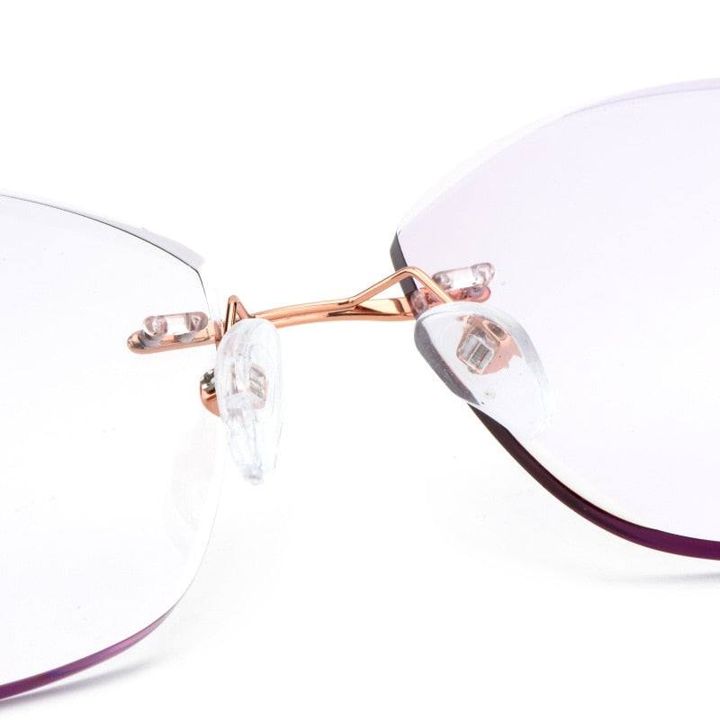 Reven Jate Women's Eyeglasses Alloy Rimless Diamond Cutting 98101 Rimless Reven Jate   