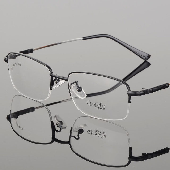 Men's Half Rim Memory Alloy Frame Eyeglasses 2008 Semi Rim Bclear black  