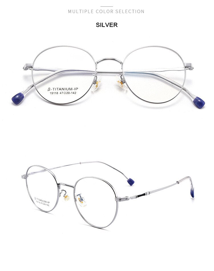 Muzz Unisex Full Rim Round B Titanium Frame Eyeglasses T19118 Full Rim Muzz C4  