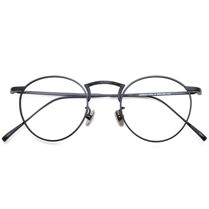 Muzz Unisex Full Rim Round Titanium Frame Eyeglasses 8025 Full Rim Muzz Black  