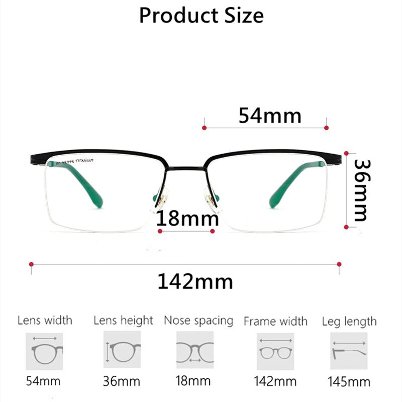 Yimaruili Men's Semi Rim Titanium Frame Eyeglasses 2028 Semi Rim Yimaruili Eyeglasses   
