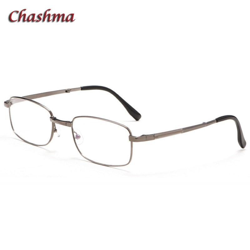 Chashma Ochki Unisex Full Rim Square Titanium Foldable Eyeglasses 8923 Full Rim Chashma Ochki Gray  