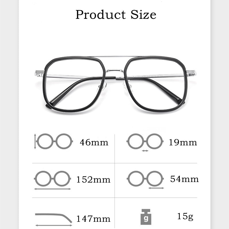 Yimaruili Men's Full Rim Square Double Bridge β Titanium Frame Eyeglasses 2218YJ Full Rim Yimaruili Eyeglasses   