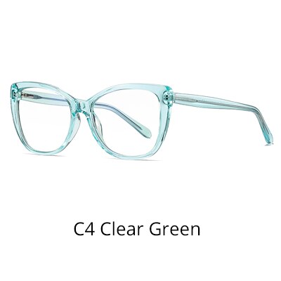 Ralferty Women's Eyeglasses Tr90 Anti Blue Light Cat Eye D2005-1 Anti Blue Ralferty C4 Clear Green  
