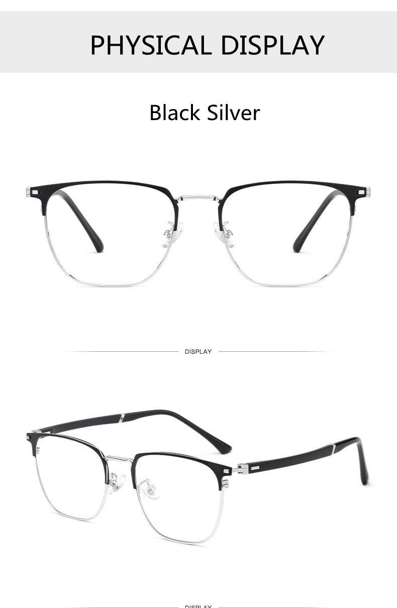 KatKani Men's Full Rim Square Alloy Frame Eyeglasses 6120d Full Rim KatKani Eyeglasses   