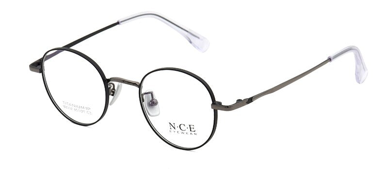 Bclear Unisex Eyeglasses Pure Titanium Round Small Full Rim Sc88302 Full Rim Bclear black gray  