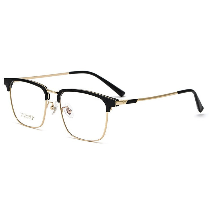 Yimaruili Men's Full Rim IP Plated β Titanium Square Frame Eyeglasses 2311YJ Full Rim Yimaruili Eyeglasses Black Gold  
