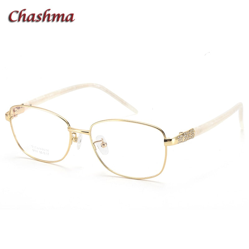 Chashma Ochki Women's Full Rim Oval Titanium Eyeglasses 9111 Full Rim Chashma Ochki Gold  