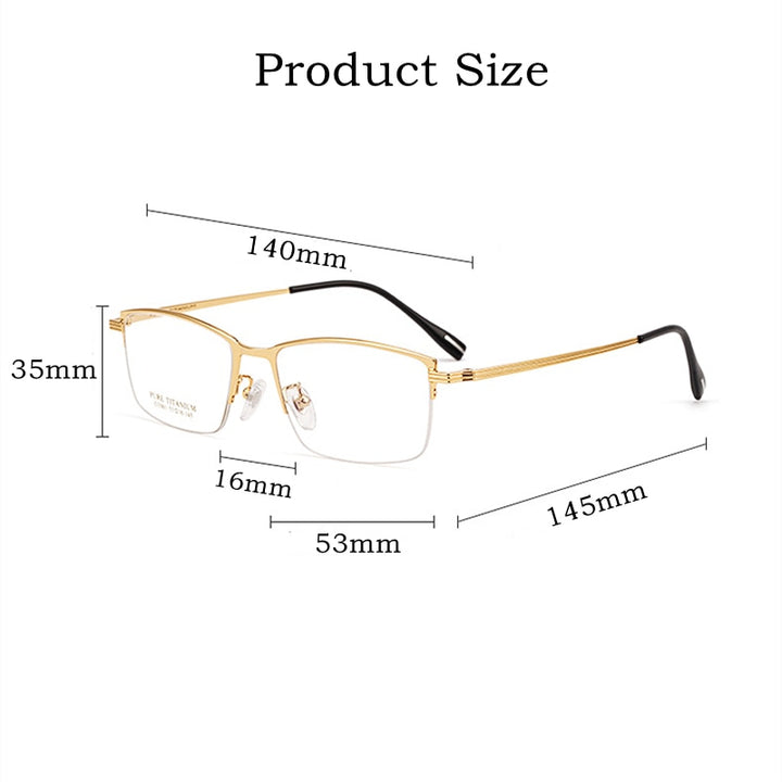 Yimaruili Men's Titanium Eyeglasses | Semi Rim Rectangular Design – FuzWeb