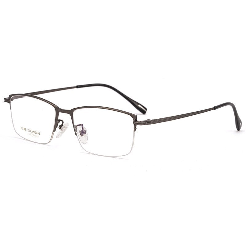 Aissuarvey Semi Rim Titanium Square Frame Men's Eyeglasses Semi Rim Aissuarvey Eyeglasses gray  