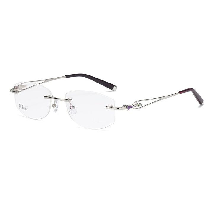 Zirosat 58111 Women's Eyeglasses Alloy Tint Lenses Diamond Cutting Rimless Titanium Rimless Zirosat silver purple  