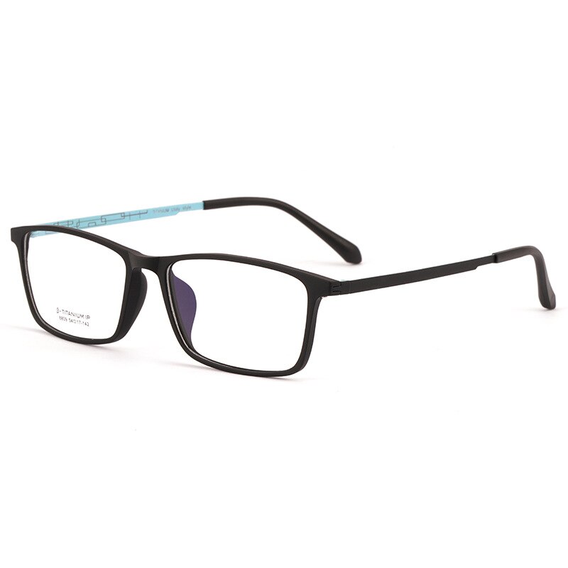 Yimaruili Men's Full Rim TR 90 Resin β Titanium Frame Eyeglasses 8809X Full Rim Yimaruili Eyeglasses Black Cyan  