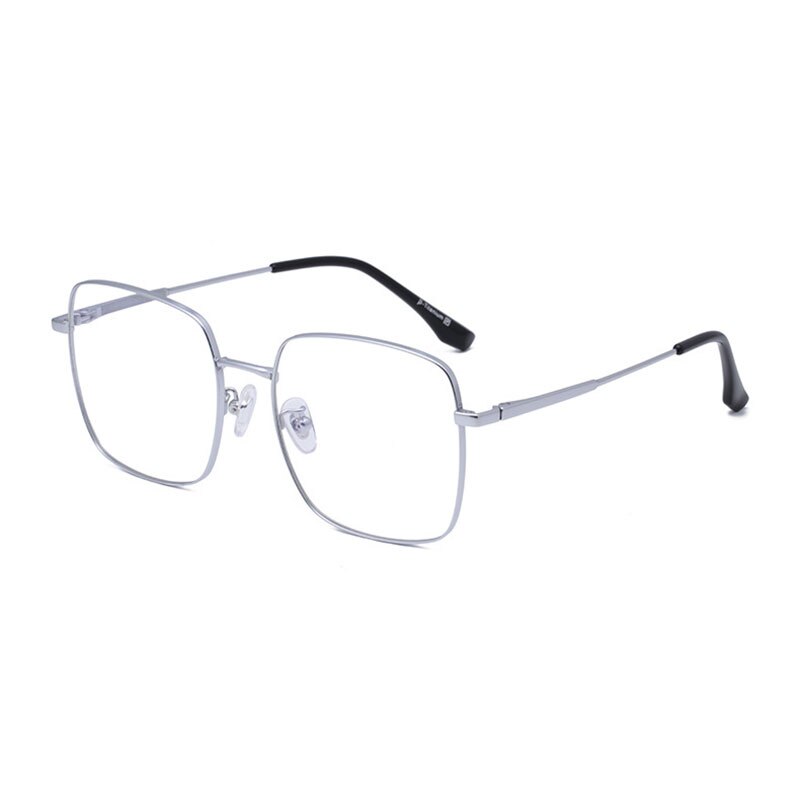 Hotony Unisex Full Rim Square Titanium Frame Eyeglasses 8004 Full Rim Hotony Silver  
