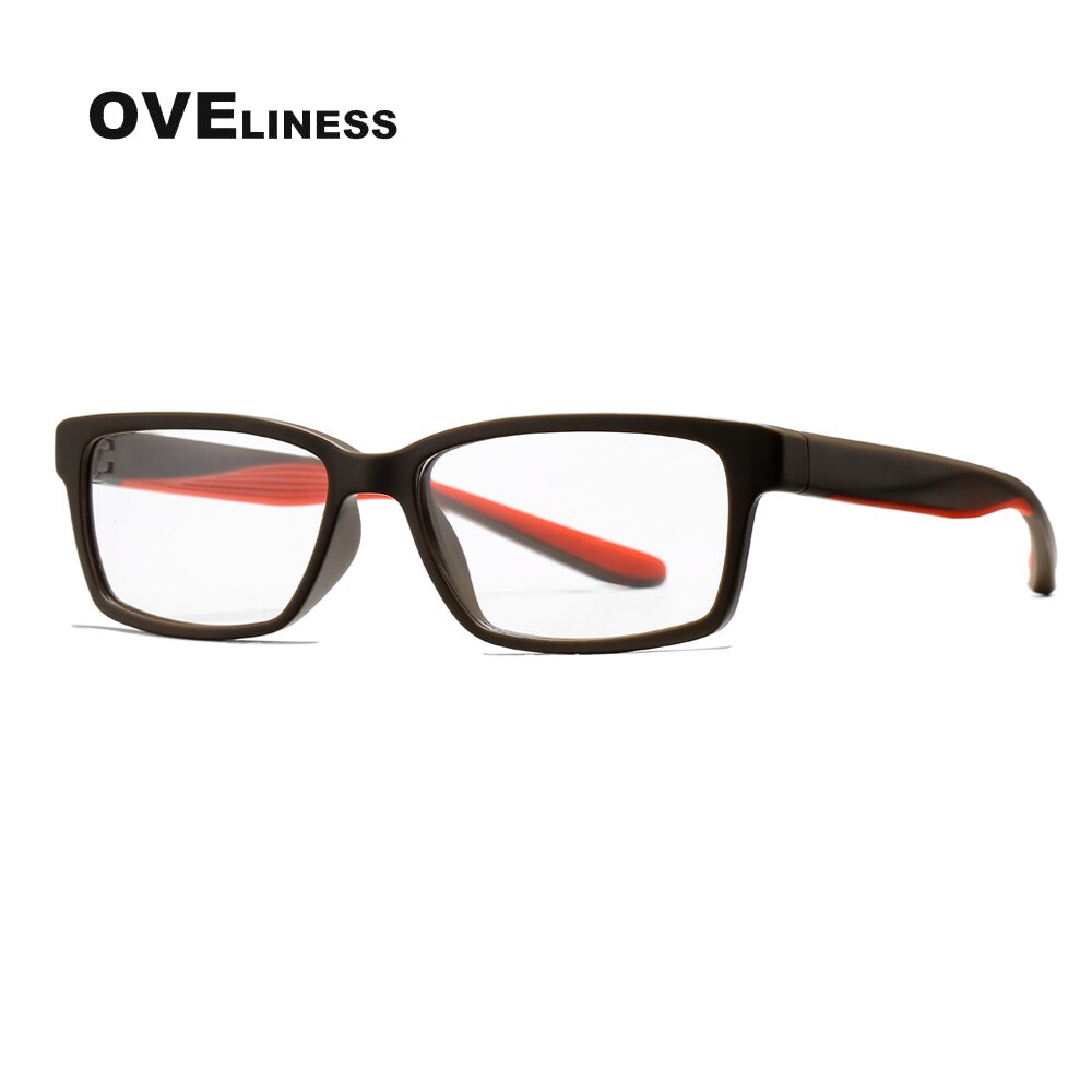 Oveliness Men's Full Rim Square Tr 90 Titanium Eyeglasses 7103 Full Rim Oveliness coffee  