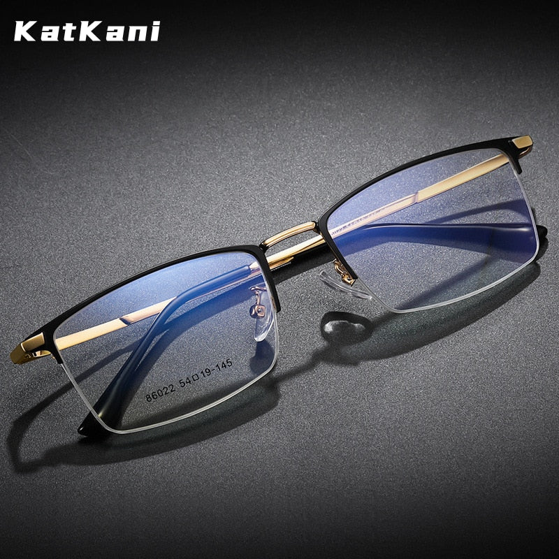 KatKani Men's Semi Rim Alloy Frame Eyeglasses 86022 Semi Rim KatKani Eyeglasses   