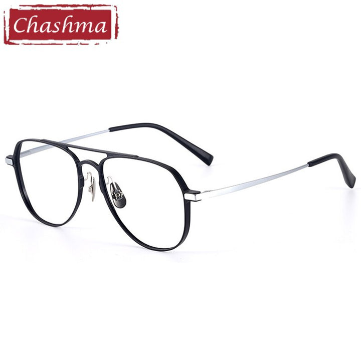 Unisex Oversized Curved Aluminum Magnesium Frame Eyeglasses 98863 Frame Chashma Black Silver  