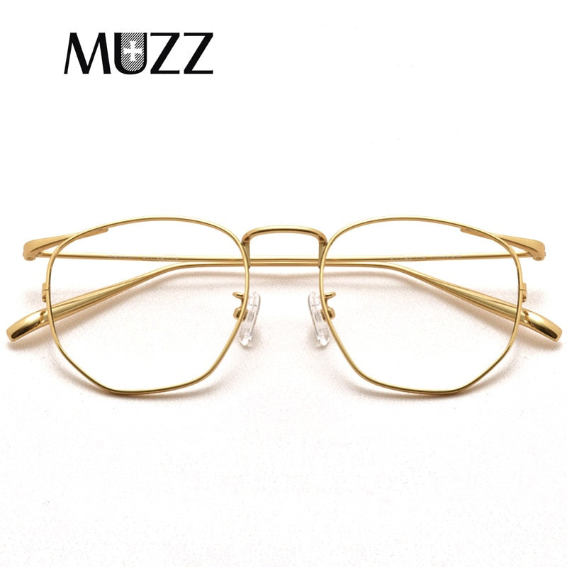 Muzz Men's Full Rim Round Polygon Titanium Frame Eyeglasses S10901 Full Rim Muzz   
