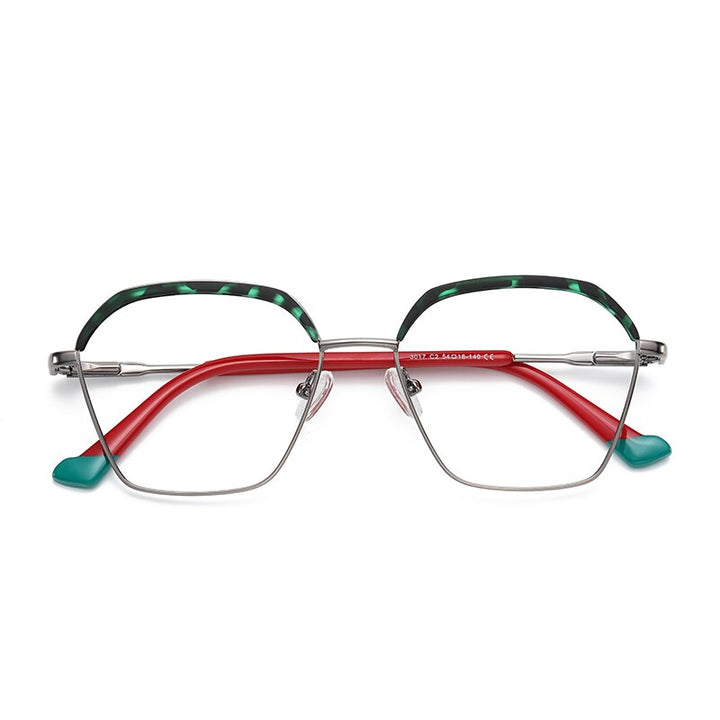 Gmei Women's Full Rim Alloy Square Frame Eyeglasses 3017 Full Rim Gmei Optical C2  