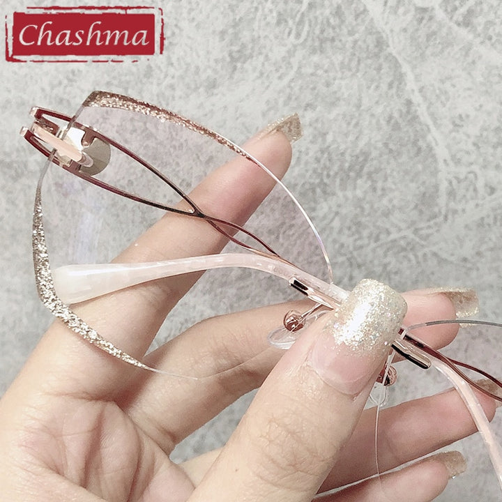 Chashma Ottica Women's Rimless Cat Eye Titanium Eyeglasses 88022 Rimless Chashma Ottica   