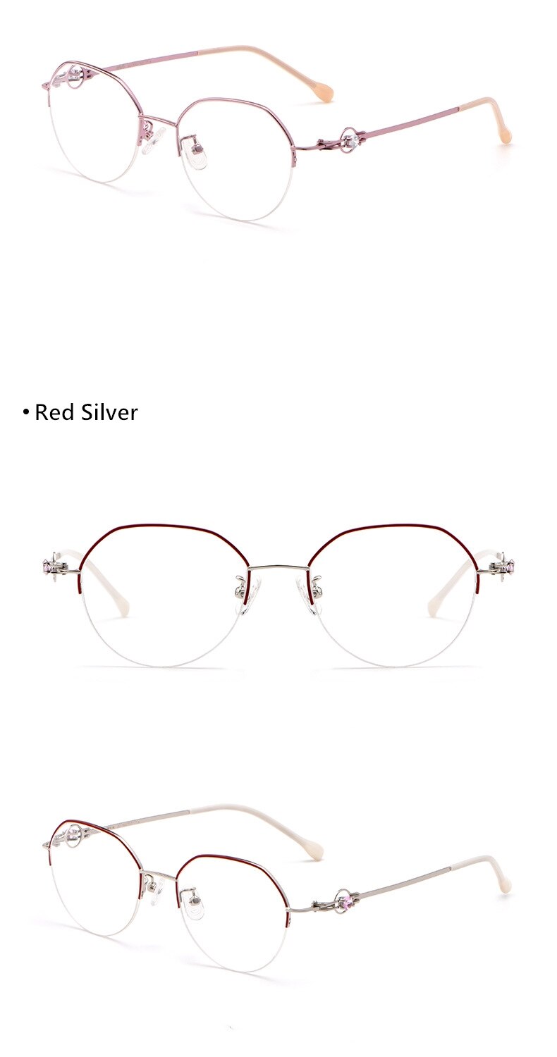 Yimaruili Unisex Semi Rim Alloy Frame Eyeglasses 8001Z Semi Rim Yimaruili Eyeglasses   