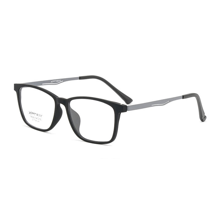 Hotony Unisex Full Rim Square TR 90 Resin B Titanium Frame Eyeglasses 9828 Full Rim Hotony BlackGray  