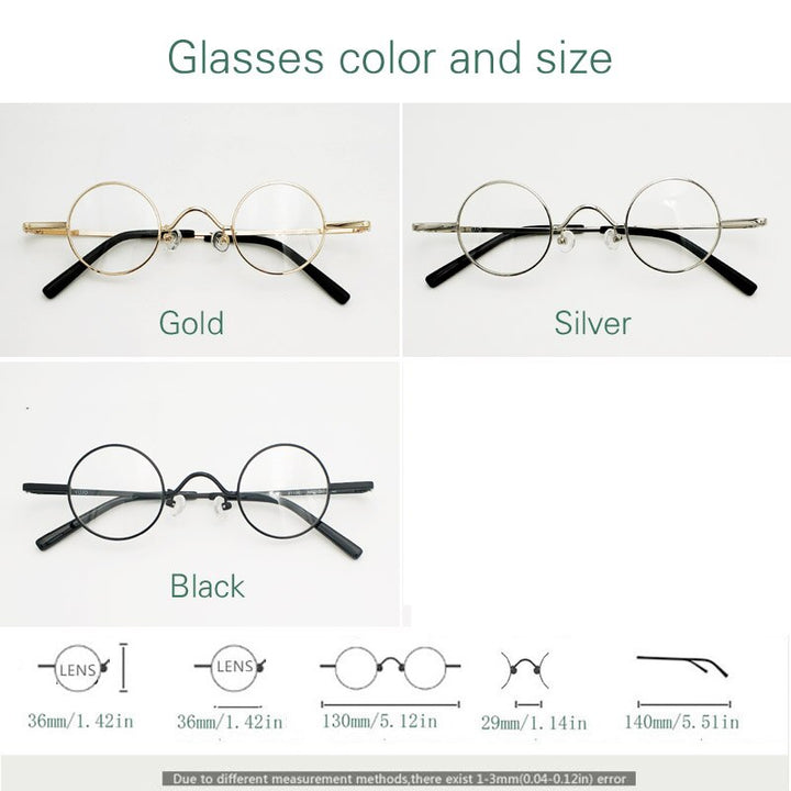 Unisex Small Round Eyeglasses Alloy Full Rim Frame 811001 Full Rim Yujo   