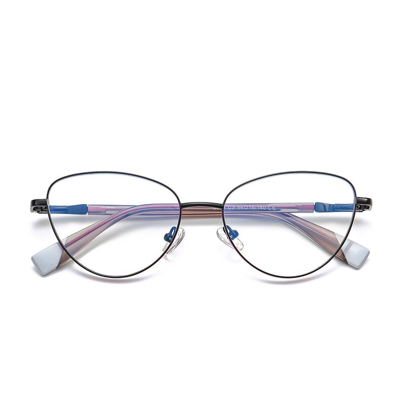 Gmei Women's Full Rim Alloy Cat Eye Frame Eyeglasses 3020 Full Rim Gmei Optical C3 Black Rose Pink  