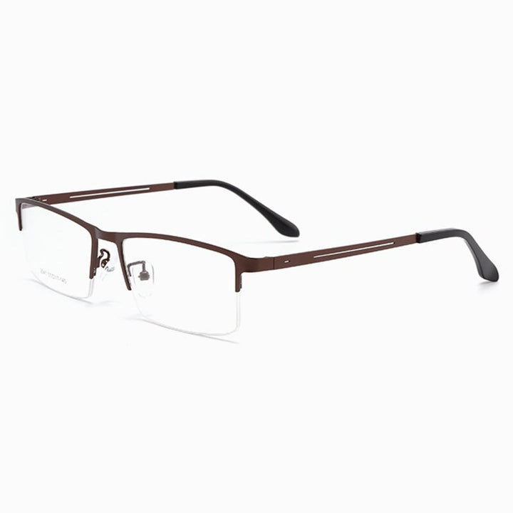 Hotochki Men's Semi Rim Alloy Frame Eyeglasses TR-90 Resin Temples 2541 Semi Rim Hotochki Coffee  