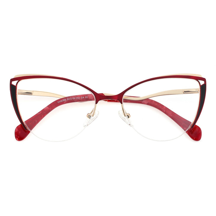 Laoyehui Women's Eyeglasses Cat Eye Alloy Reading Glasses 8369-1 Reading Glasses Laoyehui 0 Red 