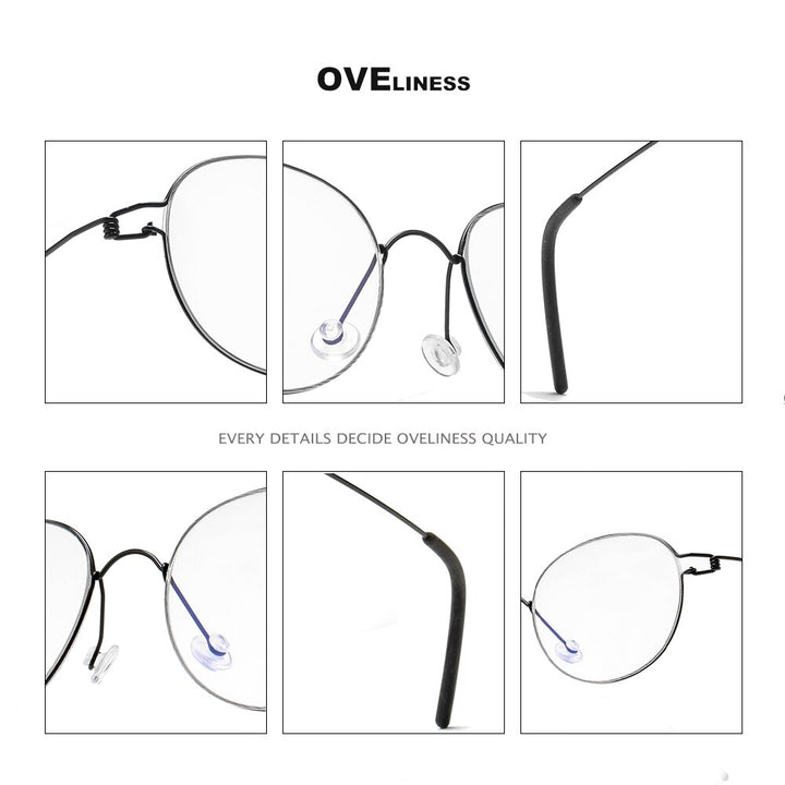 Oveliness Unisex Full Rim Round Titanium Eyeglasses S05 Full Rim Oveliness   