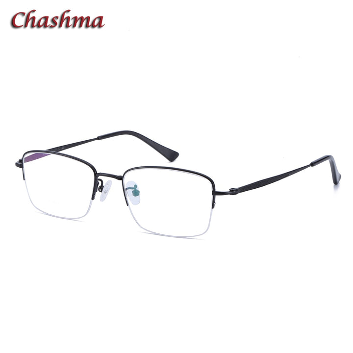 Chashma Ochki Men's Semi Rim Square Titanium Eyeglasses 8923 Semi Rim Chashma Ochki Black  