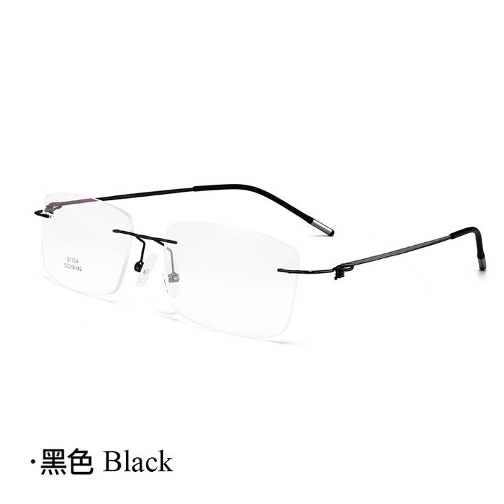 Unisex Rimless Alloy Frame Screwless Eyeglasses Spring Hinge Zt1704 Rimless Bclear black  