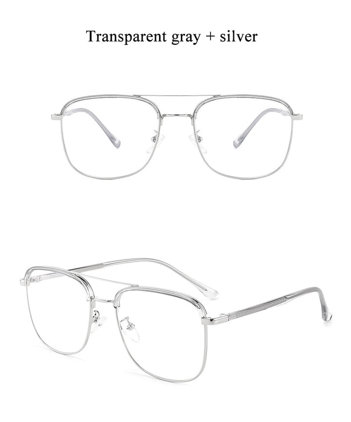 Unisex Full Rim Double Bridge TR90 Alloy Frame Eyeglasses Cl20370 Full Rim Bclear   