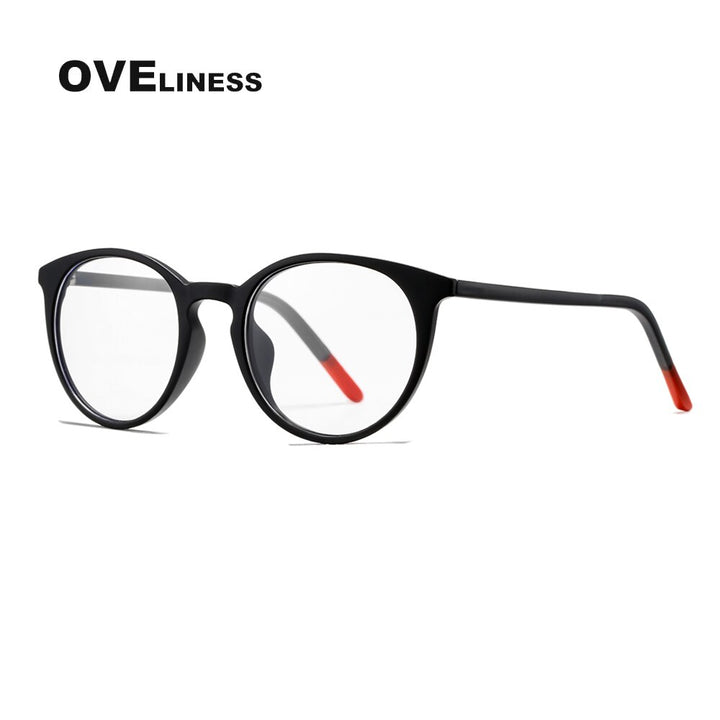 Oveliness Unisex Full Rim Round Tr 90 Titanium Eyeglasses 7251 Full Rim Oveliness black red  
