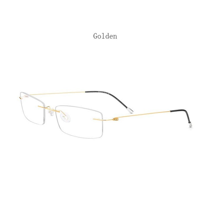 Hdcrafter Women's Rimless Rectangle Titanium Frame Eyeglasses P8361 Rimless Hdcrafter Eyeglasses gold  