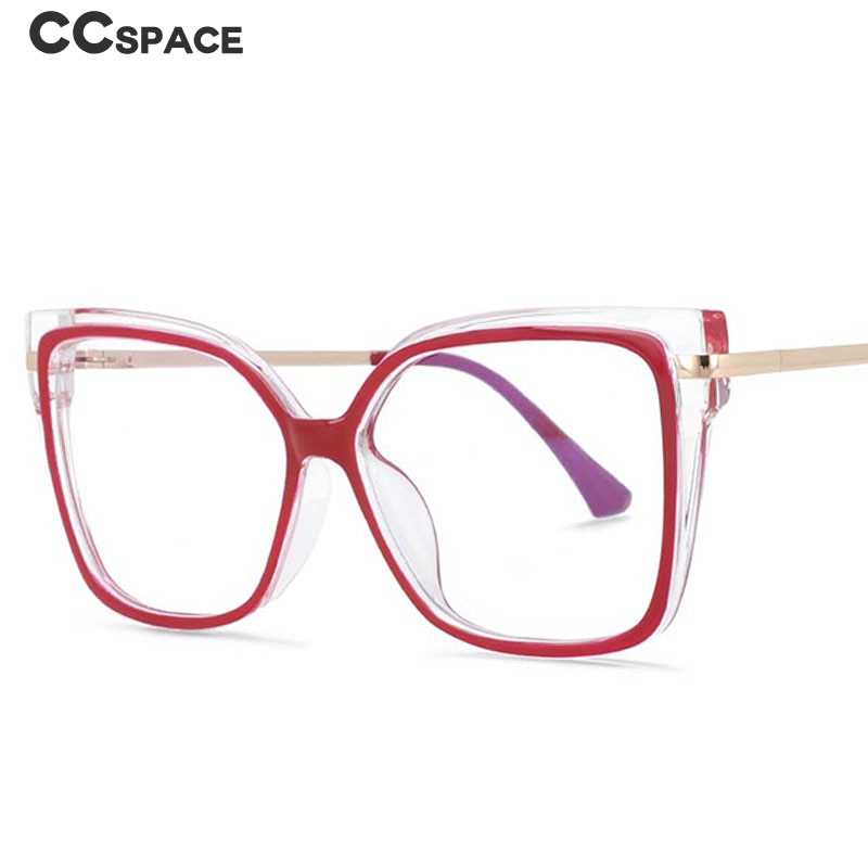 CCSpace Unisex Full Rim Oversized Square Cat Eye Tr 90 Titanium Frame Eyeglasses 54043 Full Rim CCspace   