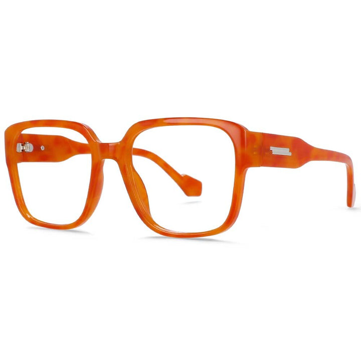CCSpace Unisex Full Rim Oversized Square Resin Frame Eyeglasses 54014 Full Rim CCspace Orange  