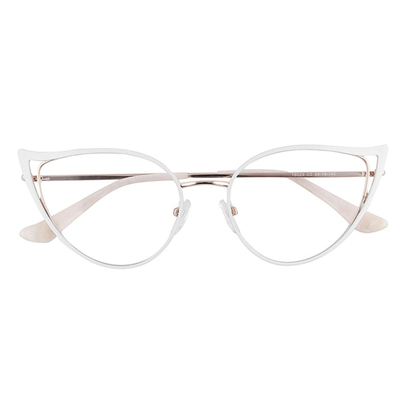 Laoyehui Women's Full Rim Cat Eye Alloy Frame Reading Glasses Anti Blue Light White 90161 Reading Glasses Laoyehui 0 White 