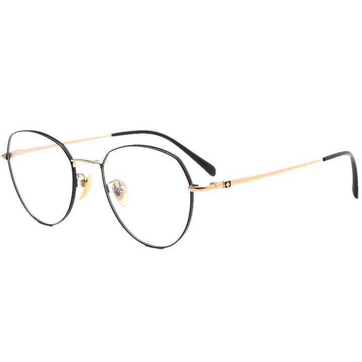 Muzz Men's Full Rim Square Oval Titanium Frame Eyeglasses 15012 Full Rim Muzz black gold  