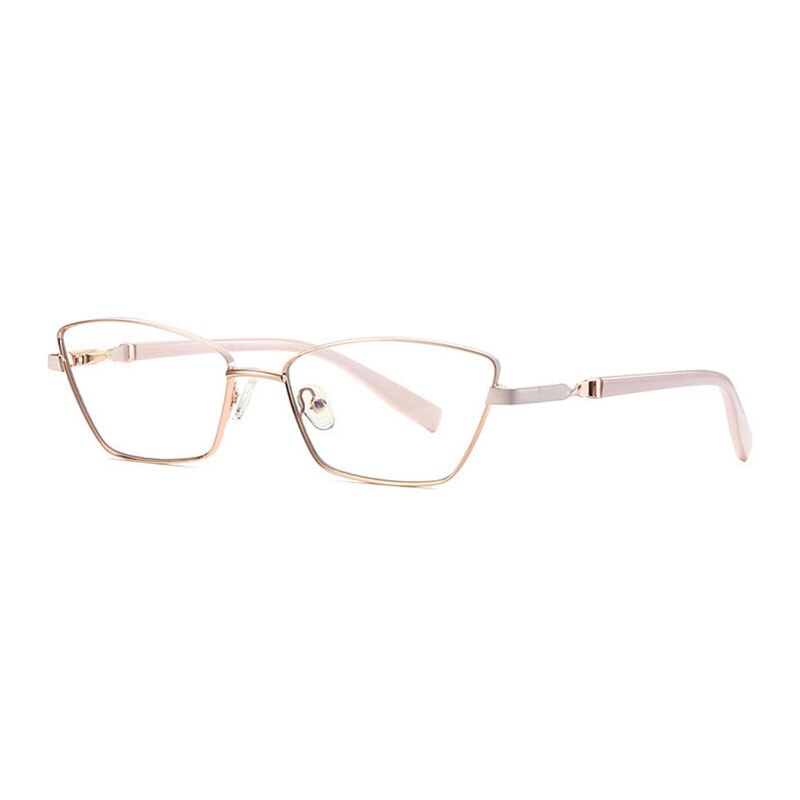 Hotony Women's Full Rim Cat Eye Alloy Front Frame Eyeglasses 3012 Full Rim Hotony Gold Pink  