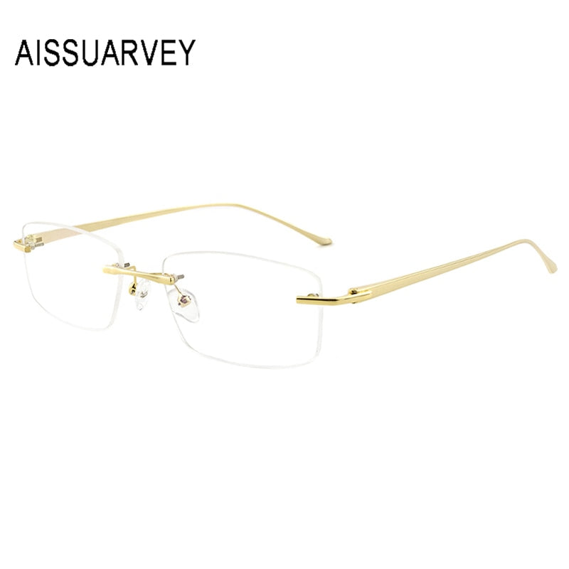 Men's Eyeglasses Alloy Frame Rimless As1580771 Rimless Aissuarvey Eyeglasses   