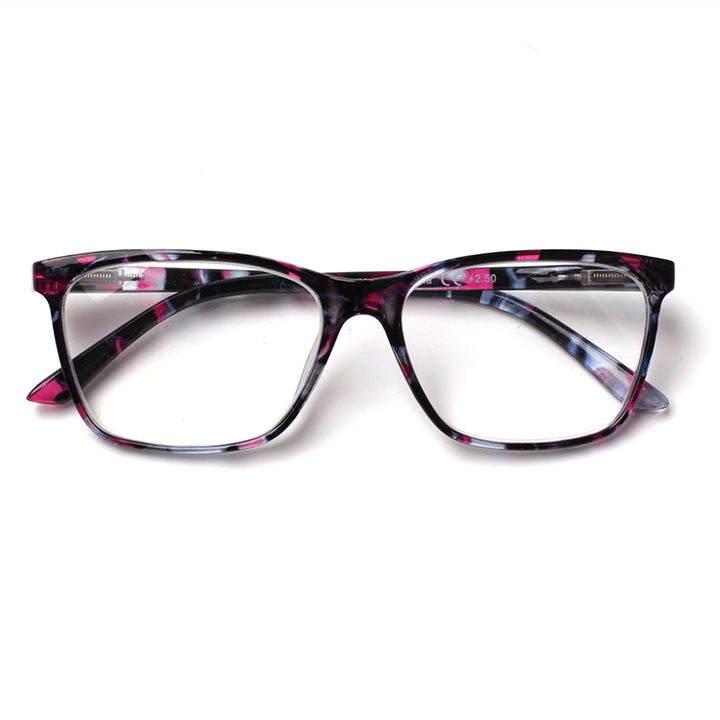 Henotin Eyeglasses Unisex Stylish Rectangular Reading Glasses Spring Hinge Diopter 0 To 1.50 Reading Glasses Henotin 0 purple demi 