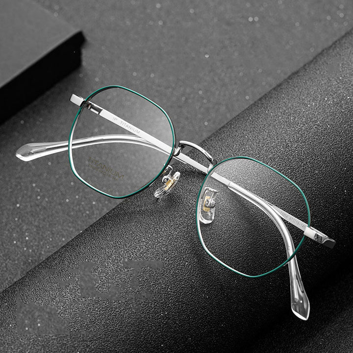 Hotochki Unisex Full Rim Polygon Beta Titanium Eyeglasses T3956 Full Rim Hotochki   